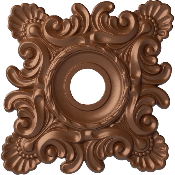 Ekena Millwork Crawley Ceiling Medallion (Canopies up to 6 3/4"), 18"W x 18"H x 3 1/4"ID x 1 1/2"P, Polished Copper CM18CRPOS - main